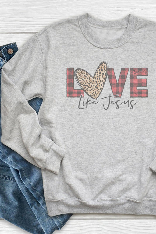 Buffalo Plaid Love Like Jesus Unisex NuBlend Crew Sweatshirt